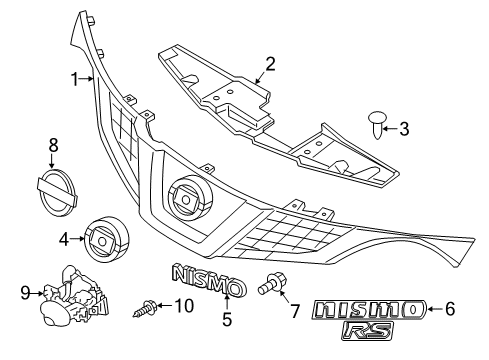 1999 Nissan Altima Grille & Components Screw-Tapping Diagram for 085403105A