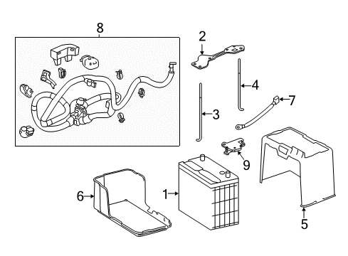 2014 Honda Accord Battery Plate Battery Set Diagram for 31512T2AA00