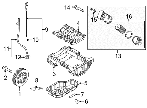 2015 Hyundai Genesis Filters Oil Filter Complete Assembly Diagram for 263003CKB0