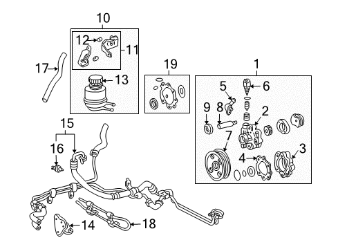 2004 Toyota Tundra P/S Pump & Hoses, Steering Gear & Linkage Power Steering Pump Mount Bracket Diagram for 444430C010