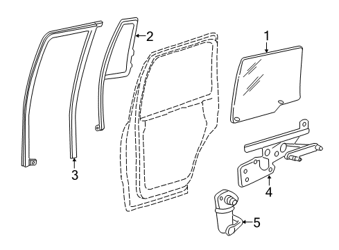 2015 Lincoln Navigator Rear Door Run Channel Diagram for 8L1Z7825766AB