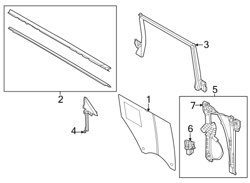 2022 Ford Bronco Front Door Glass & Hardware REGULATOR - WINDOW - LESS MOTO Diagram for M2DZ7827008A