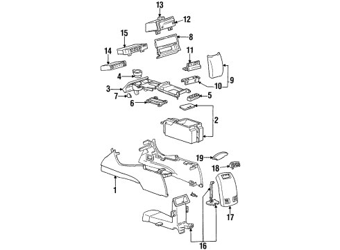 1995 Buick Riviera Front Console Console Asm, Front Floor (LH) *Graphite Diagram for 12536885