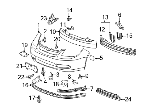 2008 Chevrolet Cobalt Front Bumper License Bracket Diagram for 15253233