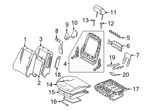 2011 Lincoln MKZ Front Seat Components Seat Back Frame Diagram for 9H6Z5461018A