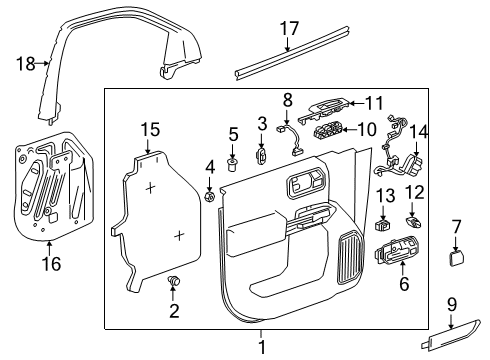 2019 GMC Sierra 1500 Interior Trim - Front Door Belt Weatherstrip Diagram for 84362012