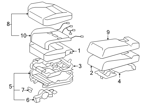 2010 Lexus LS600h Rear Seat Components Pad, Rear Seat Cushion, LH Diagram for 7150450060