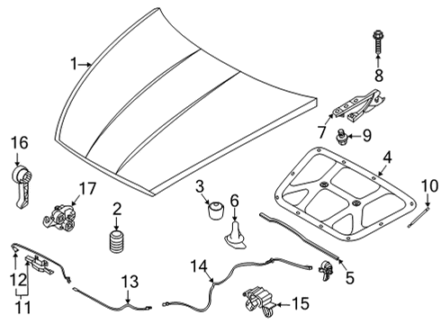 Hood & Components Hood Latch Assembly Diagram for 81130L2000