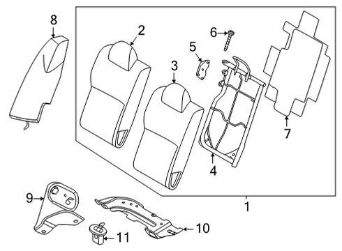 2021 Nissan Versa Rear Seat Components Bracket Assy-Rear Seat Back, Side RH Diagram for 886075EF0A