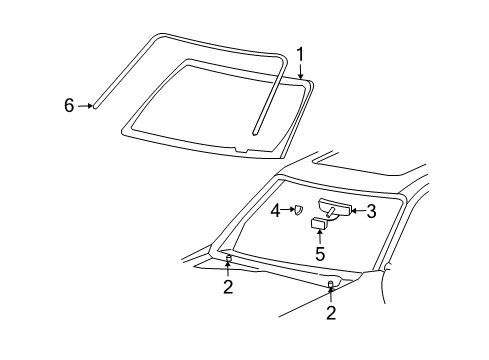 2011 Audi TT Quattro Windshield Glass Windshield Stop Diagram for 2L2Z7803296AA