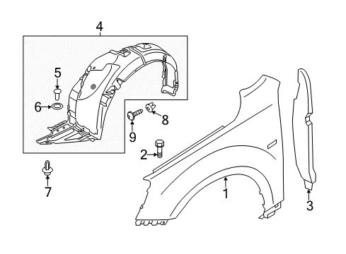 2016 Kia Cadenza Fender & Components Guard Assembly-Front Wheel Diagram for 868113R500