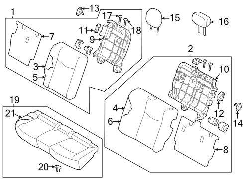 2021 Nissan Leaf Rear Seat Trim Cushion Rear Diagram for 883205SA0C