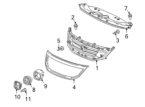 2008 Honda Odyssey Grille & Components Emblem, Front Center (H) Diagram for 75700SVAA01