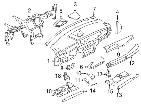 2017 BMW X5 Instrument Panel Trim Instrument Panel Hexagonal Aluminium.Driver Diagram for 51458058567