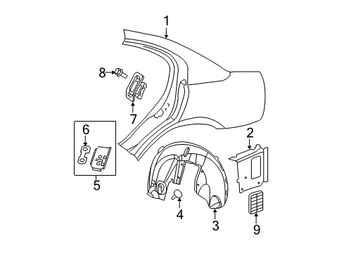 2008 Dodge Charger Quarter Panel & Components Pin-Push In Diagram for 4860379AA
