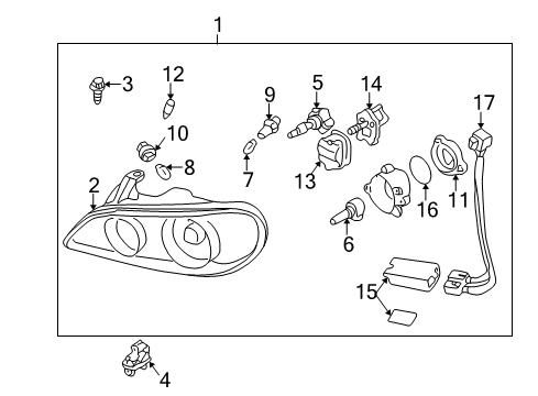 2000 Infiniti I30 Headlamps Headlamp Housing Assembly, Right Diagram for 260253Y305