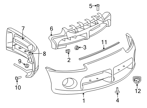 2009 Dodge Viper Front Bumper Frame-License Plate Diagram for 5029222AD