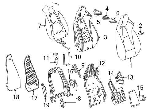 2018 Buick Regal Sportback Passenger Seat Components Seat Back Panel Diagram for 13488231