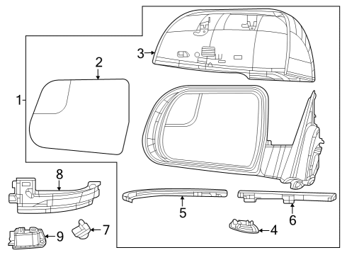 2022 Jeep Wagoneer Outside Mirrors TURN SIGNAL Diagram for 68551404AA