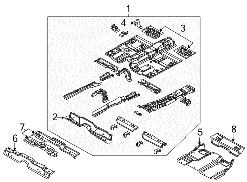 2011 Dodge Journey Floor & Rocker CROSMEMBE-Rear Seat Diagram for 68078167AA