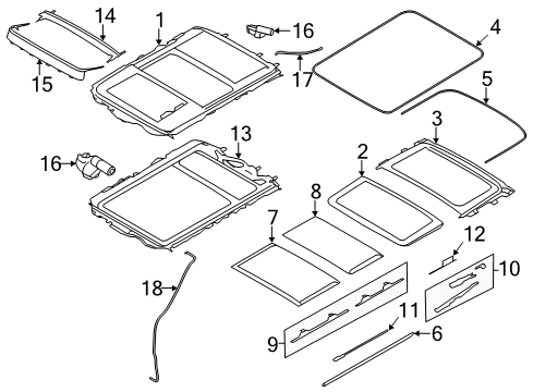 2015 BMW X1 Sunroof Switch Unit Roof Diagram for 61319225488