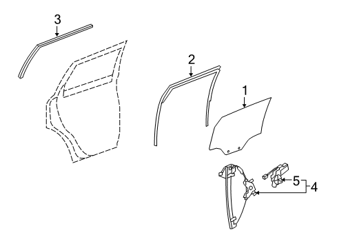 2010 Saturn Vue Rear Door Run Channel Diagram for 96857718