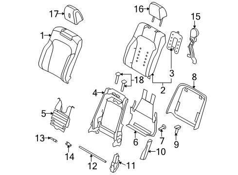 2009 Lincoln MKS Front Seat Components Rear Cover Clip Diagram for N811404S