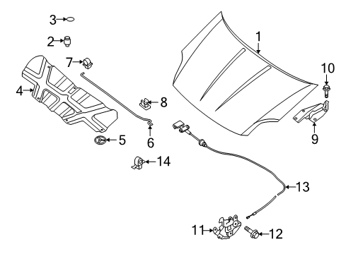 2010 Nissan Sentra Hood & Components Hood Diagram for 65100ET030