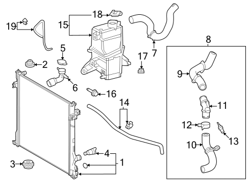 Radiator & Components Upper Hose Diagram for 16572F0150