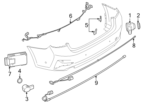 2022 BMW 330i Electrical Components - Rear Bumper ULTRASONIC SENSOR BLUE RIDGE Diagram for 66209827009