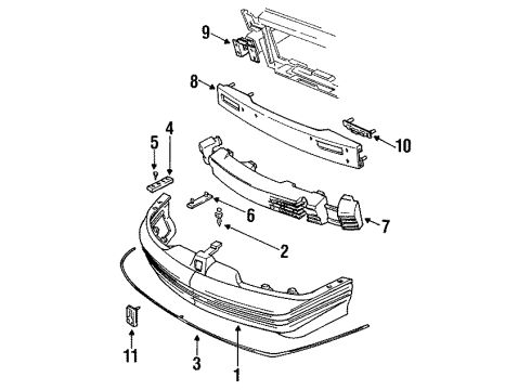 1992 Oldsmobile Cutlass Supreme Front Bumper Reinforcement Asm-Front Bumper Diagram for 10091151