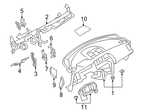 2014 Nissan Murano Cluster & Switches, Instrument Panel Lid-Cluster Diagram for 682401GR0A