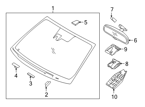 2016 Hyundai Sonata Windshield Glass Bracket Diagram for 86118C1000