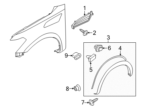 2011 Infiniti QX56 Exterior Trim - Fender Rubber-Over Fender, RH Diagram for 638801LA1A