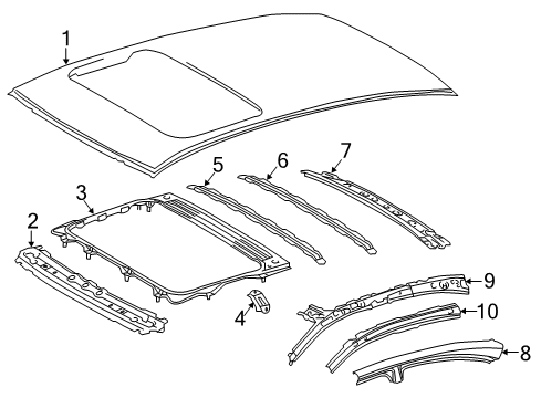 2016 Lexus GS350 Roof & Components Reinforcement Sub-As Diagram for 6310630100