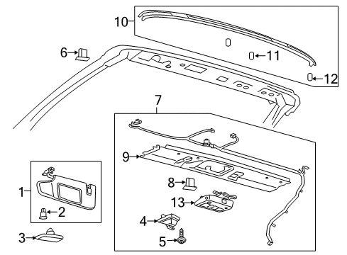2017 Ford Mustang Interior Trim - Roof Sunvisor Cap Diagram for FR3Z63672A40AA