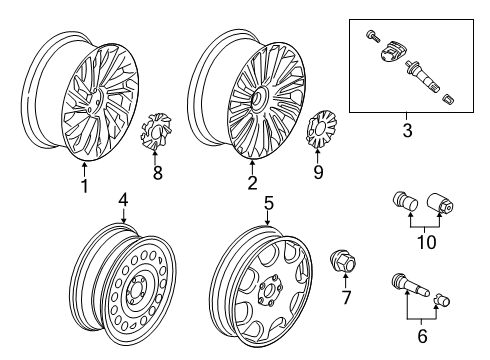 2021 Lincoln Aviator Wheels Center Cap Diagram for LC5Z1130A