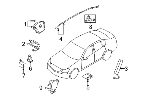 2007 Infiniti M45 Air Bag Components Sensor-Side Air Bag Center Diagram for 98820EH125