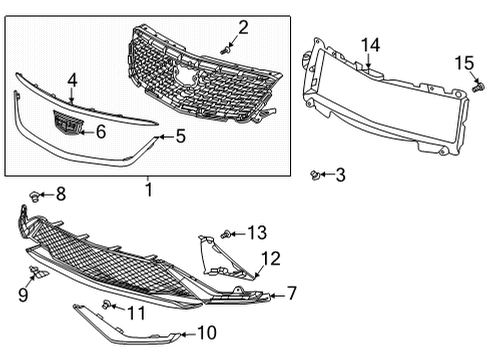 2020 Cadillac CT4 Grille & Components Bezel Diagram for 84636641