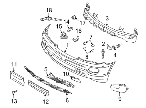 2004 BMW X5 Front Bumper Cover Lateral Left Diagram for 51117009893