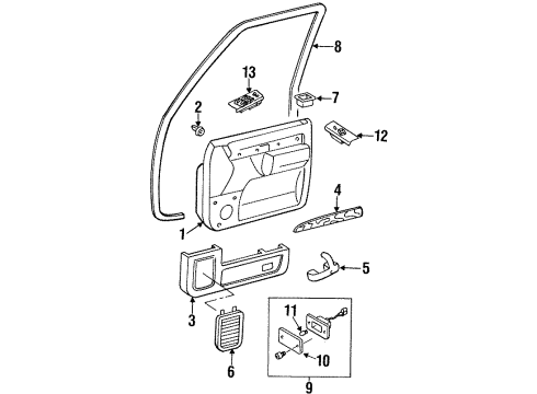 1998 Acura SLX Door & Components Grille, Passenger Side Speaker Diagram for 8970982891