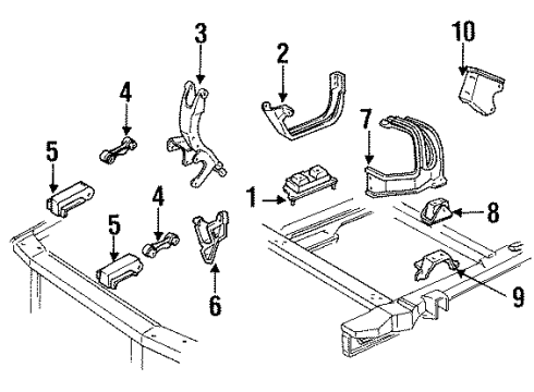 1993 Chevrolet Lumina Engine & Trans Mounting BRACE, Transmission Mounting Diagram for 10215756