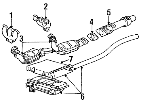 1996 Ford Windstar Exhaust Manifold Converter & Pipe Diagram for F68Z5F250AAD