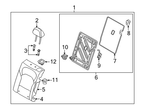 2018 Hyundai Elantra GT Rear Seat Components Rear Left-Hand Seat Back Covering Diagram for 89360G3000PXD