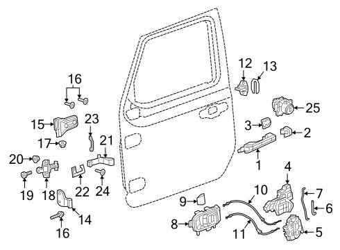 2021 Jeep Wrangler Front Door Front Door Window Regulator Left Diagram for 68301947AA