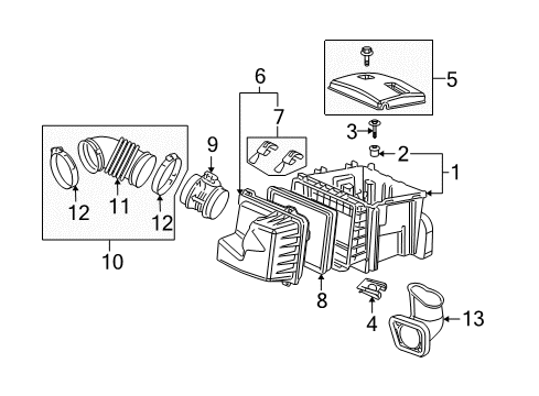 2005 Chevrolet Uplander Air Intake Air Inlet Duct Diagram for 10307576