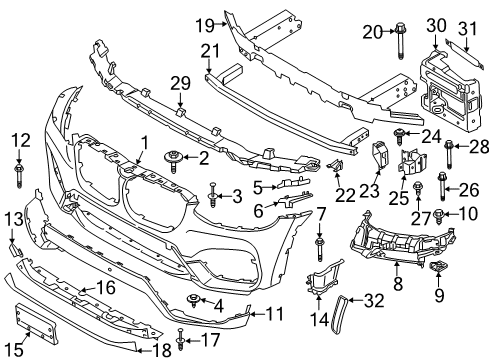 2021 BMW X3 Bumper & Components - Front Hex Bolt With Washer Diagram for 07149323418