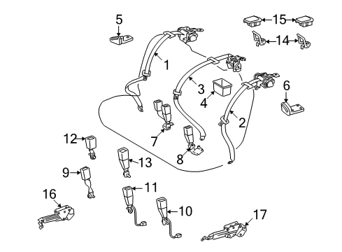 2009 Lexus LS600h Seat Belt Cover, Child Restraint Seat Tether Anchor Diagram for 7371750020C0