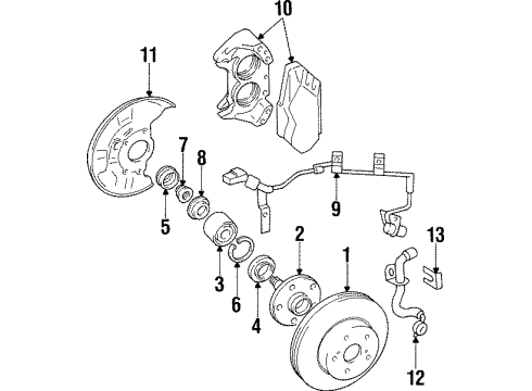 1997 Toyota Supra Anti-Lock Brakes Rear Speed Sensor Diagram for 8954614020