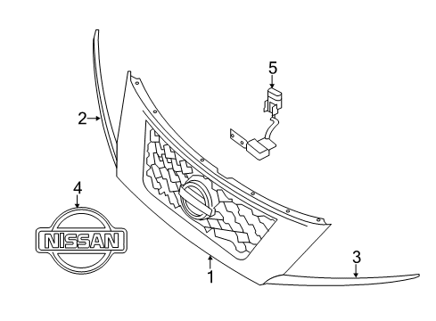2014 Nissan Pathfinder Grille & Components Camera Assy-Front View Diagram for 284F13KA0A